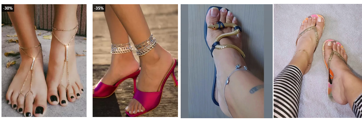 Foot anklet jewelry.